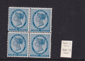 PRINCE EDWARD ISLAND # 6 VF-MNH 2 MLH PERF 12 HORIZ PERF 11.5 VERT BLOCK OF 4