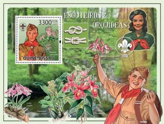 Guinea-Bissau - Scouts & Orchids  Stamp S/S GB9408b