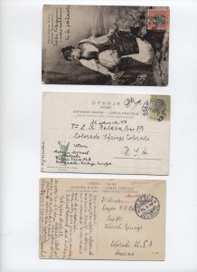 3 c1909 Serbia postcards to USA Esperanto messages [y7585]