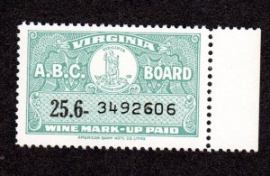 Virginia State Revenue  SRS # W60  MNH  Wine  Lot 190151 -06