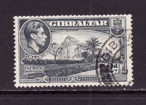 Gibraltar-Sc#110d-used KGVI-2sh dk gray-sideways wmk-1941-