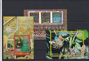 Equatorial Guinea 3 x Stamps Sheets Mixed Subjects Ref 26261