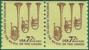 #1614 7.7c Americana Issue Saxhorns Coil Pair 1976 Mint NH