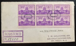 1941 Honolulu Hawaii Registered Mail Zero Cancel Cover to My Holly NJ Usa