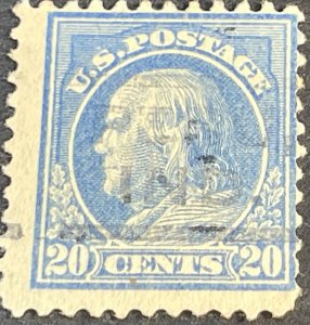 U.S.# 476-USED--SINGLE--TWENTY CENT/FRANKLIN--LIGHT ULTRA---1916(LOTD10)