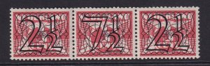 Netherlands  #228a  MH 1940  surcharge Guilloche strip 2 1/2c + 7 1/2c + 2 1/2c