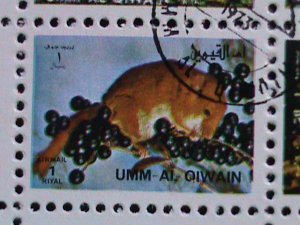 UMM AL QIWAIN-COLORFUL LOVELY WORLD WILD ANIMALS CTO MINI SHEET VERY FINE