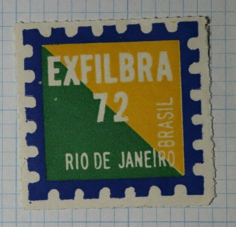 EXFILBRA 1972 Rio De Janeiro Philatelic Souveinir Ad Label