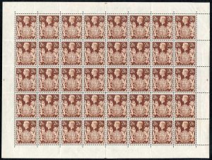 1939 2/6 Brown Complete Sheet of 40 U/M inc Q29a and Q29b