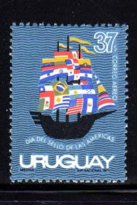 URUGUAY #C386  19472  SHIP W/FLAGS FORMING SAILS  MINT  VF NH  O.G