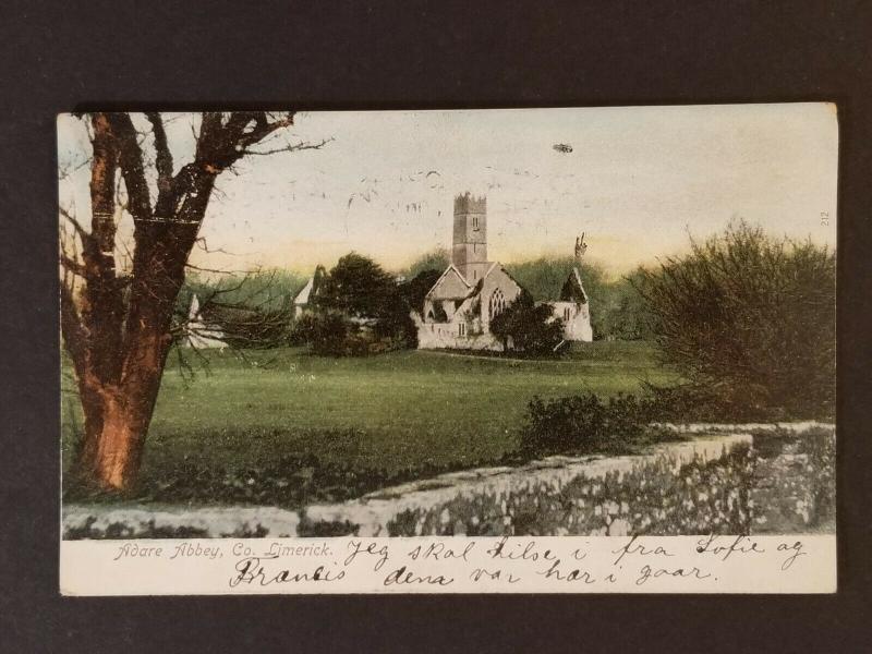 1907 Winthrop Massachusetts Adare Abbey County Limerick Ireland Postcard Cover