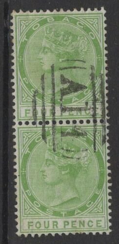 TOBAGO SG10 1880 4d YELLOW-GREEN PAIR USED 