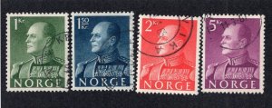 Norway 1959 Set of 4 Olav V, Scott 370-373 used, value = $1.00