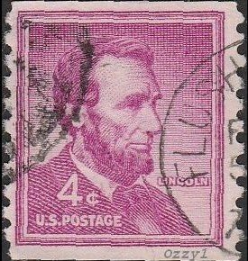 USA 1958 Sc#1058 4c Purple President Lincoln USED-Fine-NH.