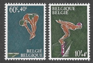 Belgium Scott B791-B792 MNHOG - 1966 Swimming Instruction Set - SCV $1.05