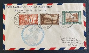 1933 Italy Graf Zeppelin Flight Airmail Cover to Fowlerville MI Usa LZ 127 # C41