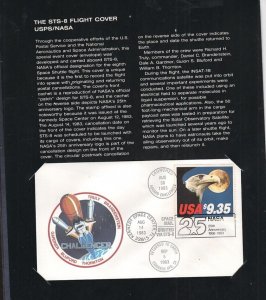 STS-8  first to record flight into space with launch and return postal markings