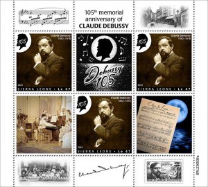 SIERRA LEONE - 2023 - Claude Debussy - Perf 3v Sheet - Mint Never Hinged