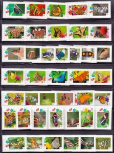 BUTTERFLY = UNIQUE Picture Postage Collection of 41 stamps= Canada 2014-2016 MNH