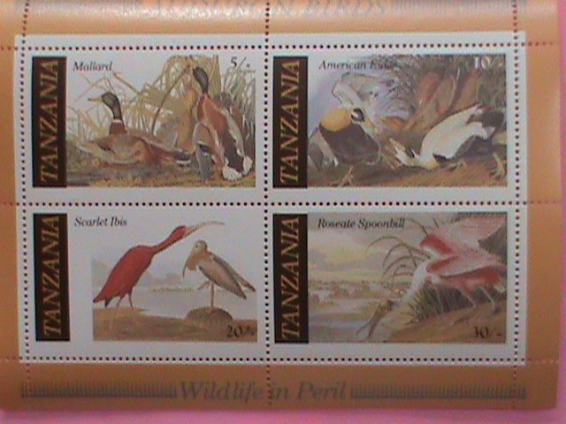 ​TANZANIA STAMP-1986 SC#309a,WILD LIFE IN PERIL-AUDUBON BIRDS -MNH STAMP SHEET