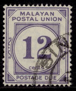 MALAYSIA - Malayan Postal Union GVI SG D5, 12c pale ultramarine, FU. Cat £22.