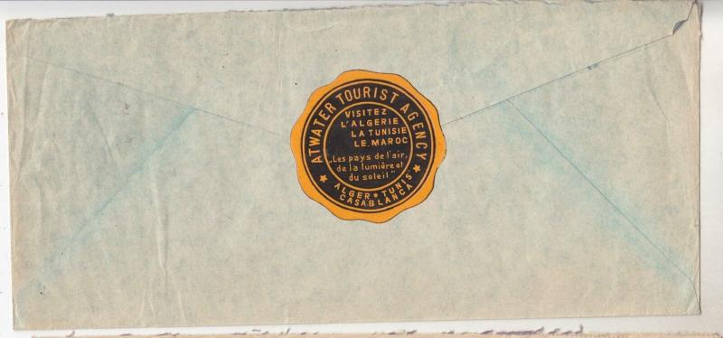 ALGERIA, 1936  cover, Algiers to USA, 50c. & 1f.. 