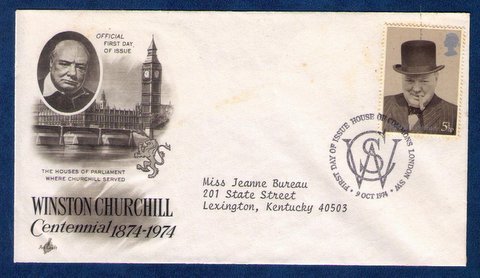 Great Britain SG963 FDC 5-1/2p First Day Cover Winston Churchill Photo 9-10-1974