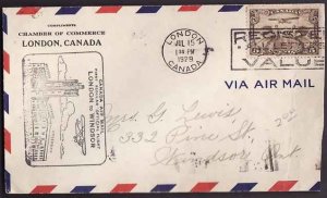 Canada-cover  #10749 - 5c airmail [AAMC 2945g] on first flight London to Windsor