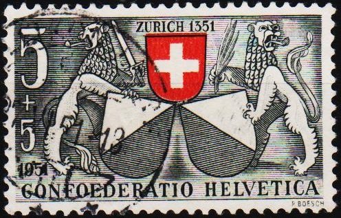 Switzerland. 1951 5c+5c S.G.527 Fine Used