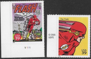 US #4084f, 4084p. MNH Plate single.  Super Heroes. The Flash.  Very Nice.