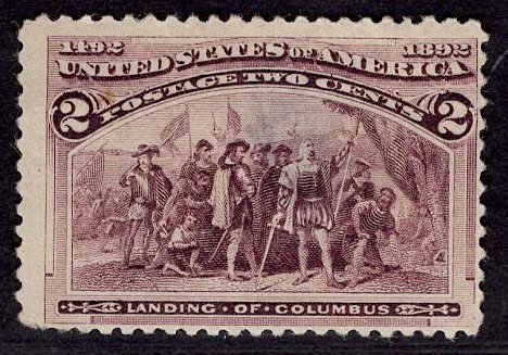 US Stamp #231 2c Columbian MINT NO GUM SCV $12.50 (as hinged)