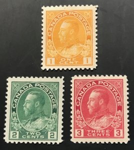 Canada, Scott 105, 107, 109, Mint NH, see description below (reduced)