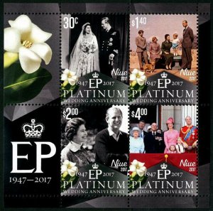 HERRICKSTAMP NEW ISSUES NIUE Sc.# 964a QE II Platinum Anniv. S/S