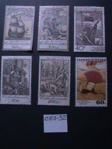 ​CZECHOSLOVAKIA 6- DIFFERENTS-PAINTINGS LARGE -USED STAMPS- VERY FINE- CES-32