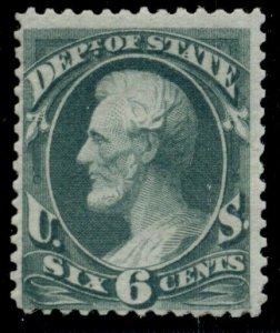 US #O60, 6¢ State, unused regummed, fresh and F/VF, Scott for no gum $110.00