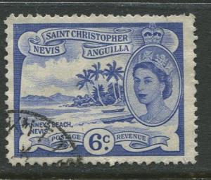 St. KITTS-NEVIS - Scott 126 - QEII Definitives -1954 - FU - Single 6c Stamp