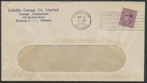 1946 Colville Cartage Advertising Cover Hamilton Ont Centennial Slogan