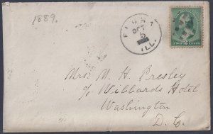 US 1889 CARRIER BACK STAMPED COVER FLORA ILL TO WASH DC