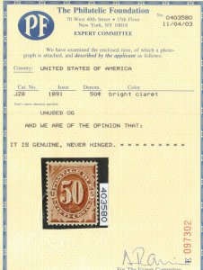 USA #J28 Very Fine+ Never Hinged **With Certificate**