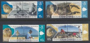 Ascension   Sc#  981-984 Used  first day  issue cancel Turtle Research see de...