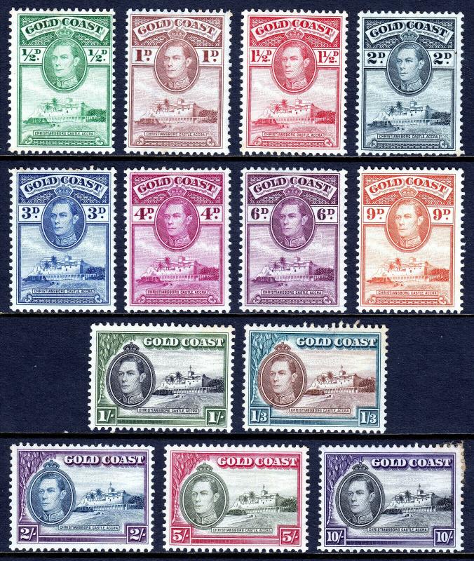 GOLD COAST — SCOTT 115-127 (SG 120-132) — 1937-41 KGVI SET — MH — SCV $27.90