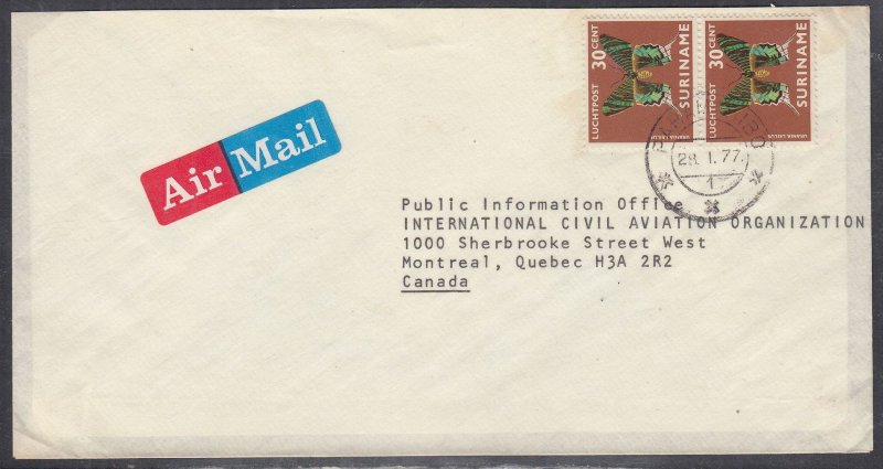 Surinam - Jan 1977 Airmail Cover to Canada
