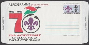 PAPUA NEW GUINEA 1996 Boy Scouts 50t aerogramme unused....................L636A