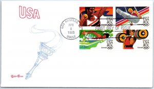 US FIRST DAY COVER 1984 OLYMPIC GAMES LOS ANGELES B (4) ON TUDOR HOUSE CACHET