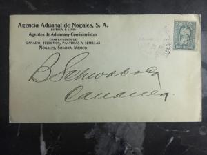 1914 Nogales Mexico Commercial Cover To Cananea Sonora Customs Agency