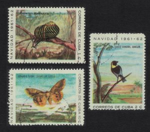 Caribic Grassquit Bird Butterfly Christmas 3v 1961 CTO SG#999-1001