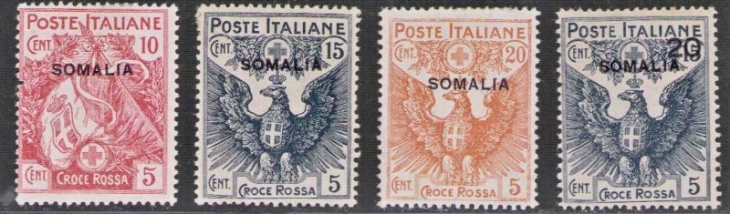 SOMALIA Italian Somaliland Africa 1916 RED CROSS Sc B1-B4