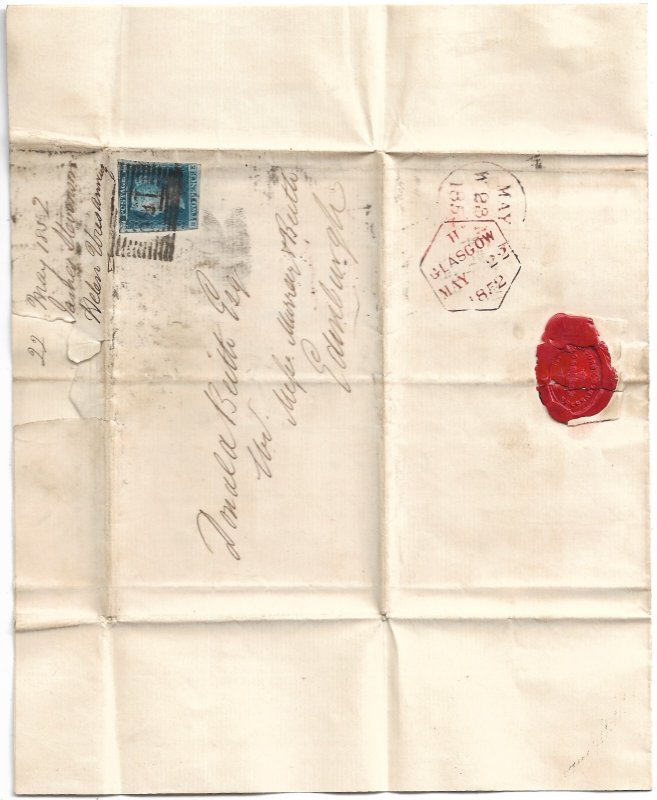 1852 Glasgow to Edinburgh, Scotland solo Sc #4 (65749)