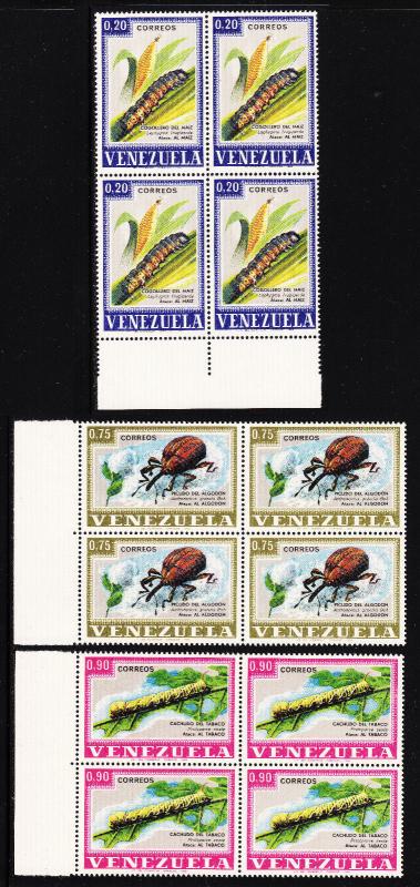 VENEZUELA — SCOTT 916-918,C989-C991 — 1968 INSECT PESTS BLK/4 — MNH — SCV $28.40