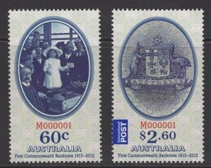AUSTRALIA SG3989/90 2013 CENTENARY OF FIRST COMMONWEALTH BANK NOTE MNH